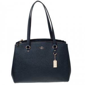 Coach Navy Blue Leather Christie Carryall Satchel  