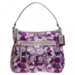 Coach Lilac Signature Canvas and Leather Hobo 