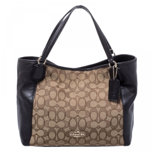 Coach Brown Signature Canvas And Leather Edie Satchel