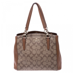 Coach Brown Coated Canvas and Leather Carryall Satchel