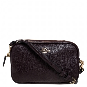 Coach Burgundy Leather Camera Crossbody Bag 