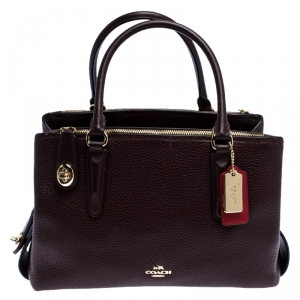 Coach Maroon Leather Brooklyn Carryall Satchel