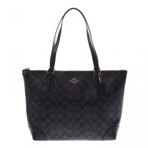 Coach Black/Gray Signature Canvas Tote