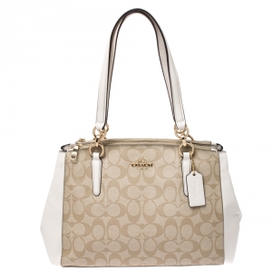 Coach Beige/Cream Coated Canvas Small Christie Carryall Satchel