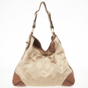 Pre Owned Coach Brown Peyton Signature Hobo