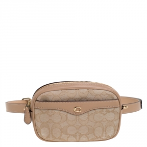 Coach Beige Signature Canvas and Leather Ivie Convertible Belt Bag