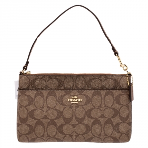 Coach Beige Signature Coated Canvas and Leather Bag