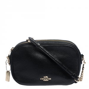 Coach black Leather Isla Chain Crossbody Bag