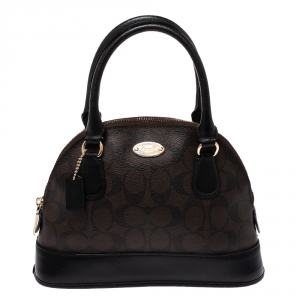 Coach Brown/Black Coated Canvas and Leather Sierra Satchel