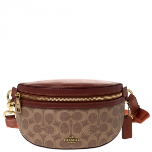Coach Beige Signature Coated Canvas and Leather Belt Bag