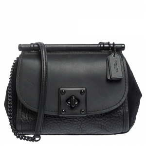Coach Black Leather and Suede Drifter Crossbody Bag