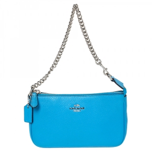 Coach Sky Blue Leather Mini Pochette