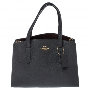 Pre Owned Coach Black Leather Charlie Carryall 28 Bag