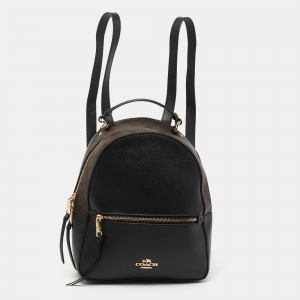 Coach Black/Brown Signature Coated Canvas and Leather Jordyn Backpack