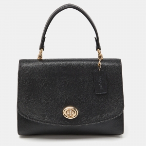 Pre Owned Coach Black Leather Tilly Top Handle Bag