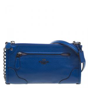 Coach Blue Grain Leather Mickie Crossbody Bag