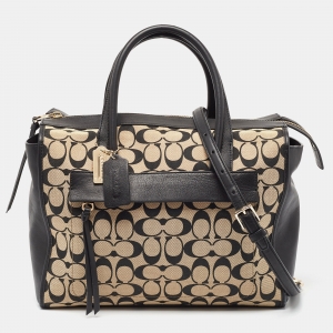 Coach Black Signature Canvas and Leather Bleecker Riley Tote