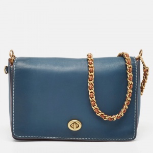 Coach Blue/Brown Leather Dinky Crossbody Bag