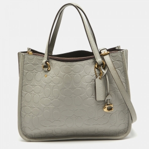 Coach Grey Signature Embossed Leather Tyler Carryall Tote