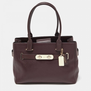 Coach Burgundy Leather Swagger 33 Tote