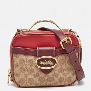 Coach Multicolor Signature Coated Canvas and Leather Riley Lunchbox Bag