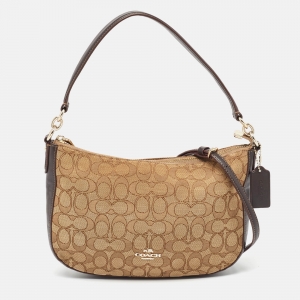 Coach Beige/Brown Signature Canvas and Leather Chelsea Hobo