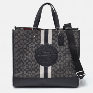 Coach Black Signature Canvas and Leather 40 Dempsey Tote