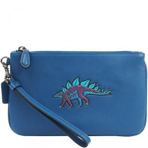 Coach Blue Leather Wristlet Pouch Bag