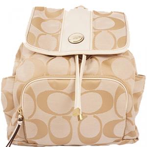 Coach Beige Signature Canvas Backpack