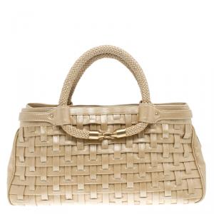 Cole Haan Beige Woven Leather Tote