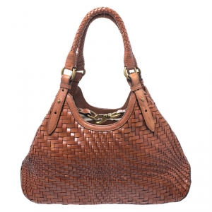 Cole Haan Brown Woven Leather Satchel