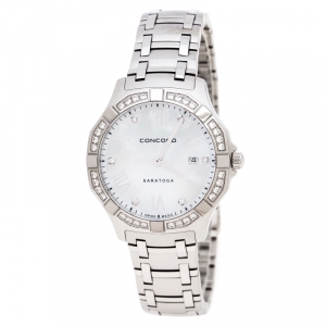 Concord Mother of Pearl Stainless Steel Diamonds Saratoga 02.3.14.1060S Women's Wristwatch 31 mm