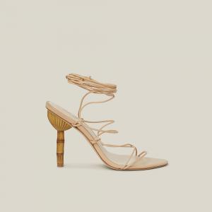 Cult Gaia Neutral Soleil Ankle-Tie Leather Sandals Size IT 39
