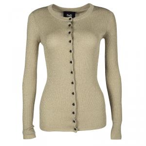 D&G Metallic Gold Ribbed Cardigan S