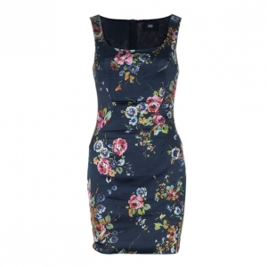 D and G Black Floral Sheath Dress S