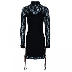 D&G Black Lace High Neck Dress S