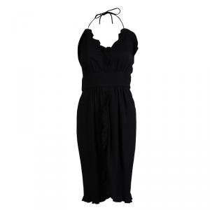 D&G Black Ruffle Detail Halter Dress S