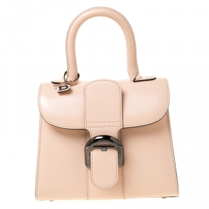 Delvaux Peach Leather Mini Le Brillant Top Handle Bag