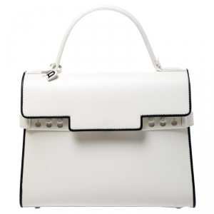 Delvaux White Leather Tempete MM Top Handle Bag                  