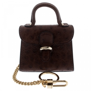 Delvaux Brown Ostrich Brilliant Bag Charm