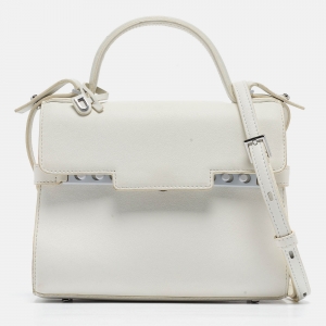 Delvaux White Leather Tempete PM Top Handle Bag