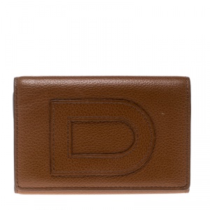 Delvaux Brown Leather Card Holder Wallet