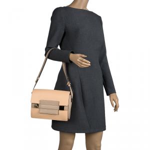 Delvaux Peach/Beige Leather Madame PM Shoulder Bag 