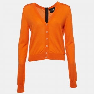D&G Orange Knit Back Zipper Detail Cardigan L