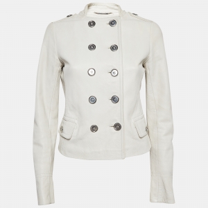 Pre Owned D&G White Deer Leather Double Breasted Jacket M