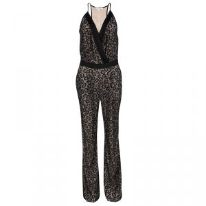 Diane Von Furstenberg Black Embellished Lace Zadie Jumpsuit S