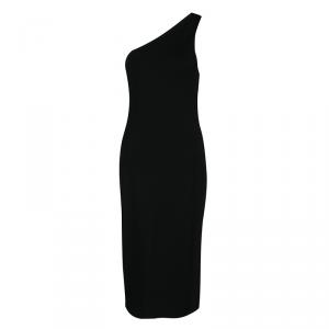 Pre Owned Diane Von Furstenberg Black Knit One Shoulder Dress M