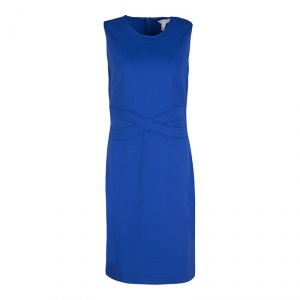 Pre Owned Diane Von Furstenberg Blue Riviera Jersey Evita Sleeveless Shift Dress S