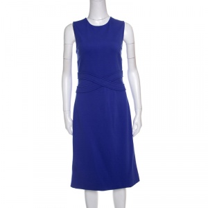 Pre Owned Diane von Furstenberg Blue Riviera Jersey Evita Sleeveless Shift Dress M