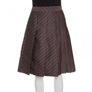 Pre Owned Diane Von Furstenberg Multicolor Patterned Jacquard Pleated Ava Skirt M